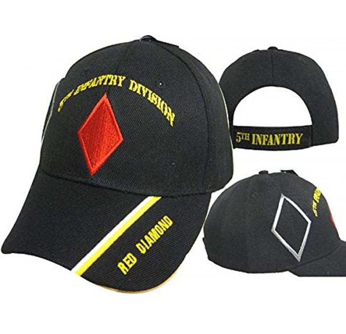 Baseball Caps 5th Infantry Division Red Diamond Shadow Cap U.S Army Acrylic Licensed Black Embro Cap Hat - CA189TAAWX2 $28.65