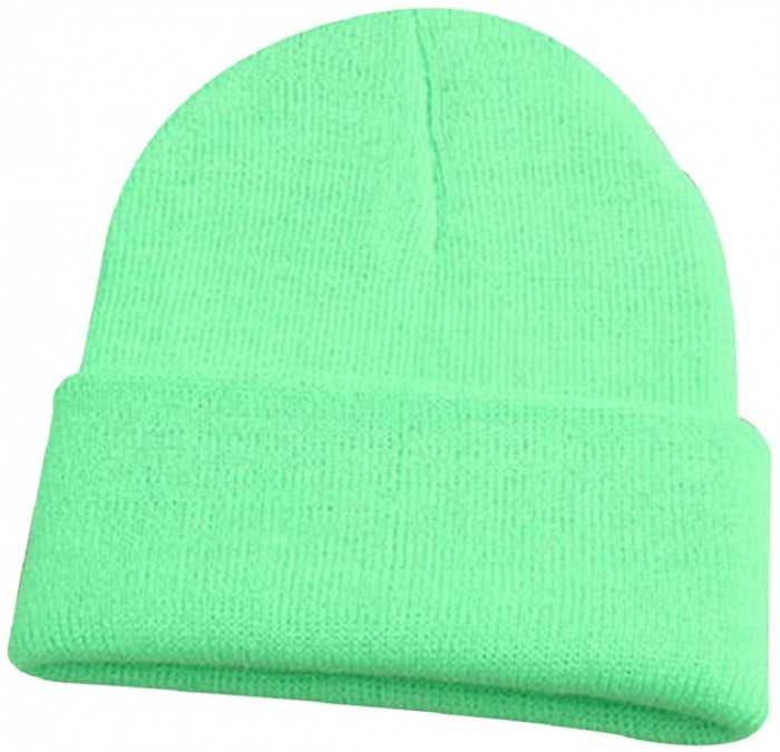 Skullies & Beanies Men Women Beanie Knit Cap Hip-Hop Winter Warm Elastic Cuff Hat - Fluorescent Green - C012NYSLGO3 $7.34
