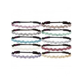 Headbands Women's Bling Glitter Adjustable No Slip Bulk Headbands Gift Sets 10pk - Wave Pastel 10pk - CK12ID6YNAL $27.14
