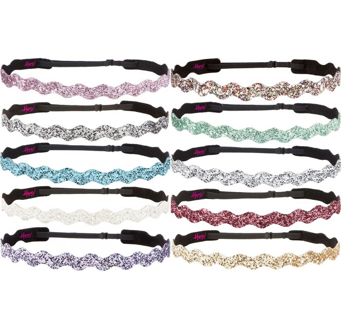 Headbands Women's Bling Glitter Adjustable No Slip Bulk Headbands Gift Sets 10pk - Wave Pastel 10pk - CK12ID6YNAL $69.65