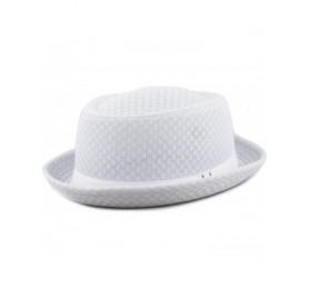 Fedoras Unisex Light Weight Classic Soft Cool Mesh Pork Pie hat - White - CF18323W0RI $16.74