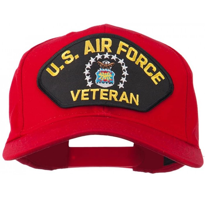 Baseball Caps US Air Force Veteran Military Patch Cap - Red - C411QLMLIFJ $40.76