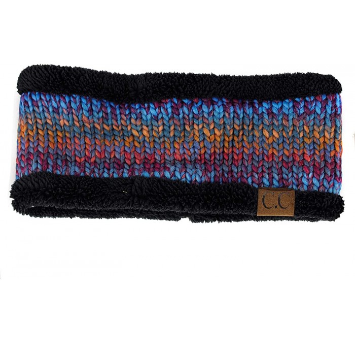 Cold Weather Headbands Women's Multicolored Stretchy Knit Black Sherpa Lined Ear Warmer Headband - Mustard Mix - CS18IZGZDLY ...