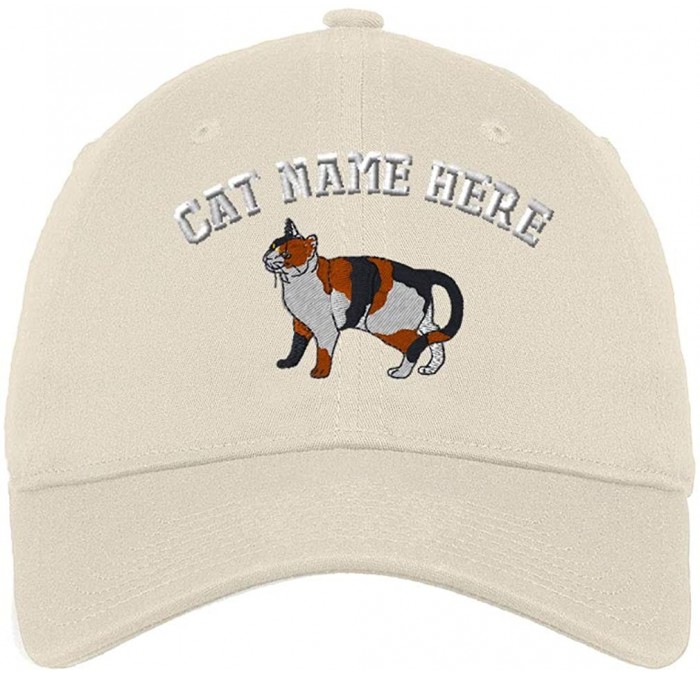 Baseball Caps Custom Low Profile Soft Hat Calico Cat A Embroidery Cat Name Cotton Dad Hat - Stone - CC18QYM7HUQ $44.28