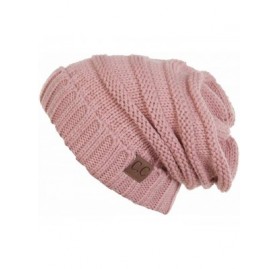Skullies & Beanies Trendy Warm Oversized Chunky Soft Cable Knit Slouchy - Indi Pink - CQ1270MU8W7 $12.29