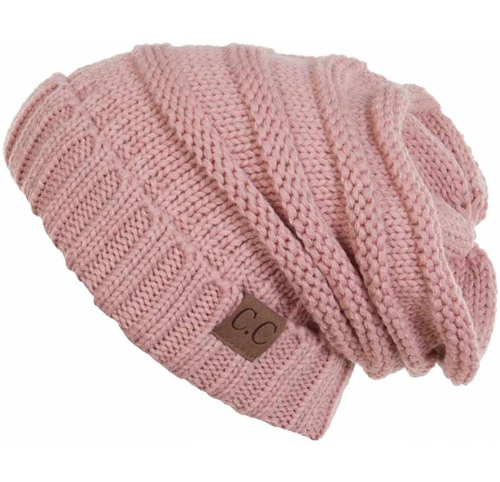 Skullies & Beanies Trendy Warm Oversized Chunky Soft Cable Knit Slouchy - Indi Pink - CQ1270MU8W7 $23.00