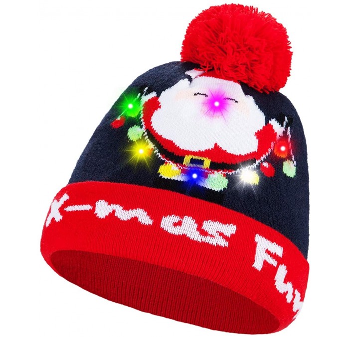 Skullies & Beanies LED Christmas Hat Light Up Beanie Knitted Sweater Holiday Celebrations Cap Xmas Gift - CQ18A20NZ97 $20.51