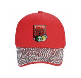 Baseball Caps Hat - Adjustable Women's Cap - Rhinestone Red - C618HATKCEO $22.74
