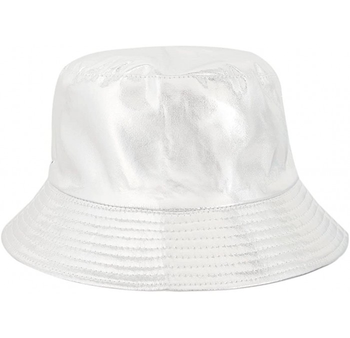 Bucket Hats Unisex Metallic Foldable Bucket Hat Reversible Fisherman Cap Travel Sun Hat - Silver - CP18QGHU9Y7 $26.20
