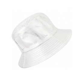 Bucket Hats Unisex Metallic Foldable Bucket Hat Reversible Fisherman Cap Travel Sun Hat - Silver - CP18QGHU9Y7 $16.25