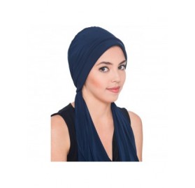 Sun Hats Versatile Headwear with Long Tails for Hairloss - Chemo Hats for Women - Navy - CZ11HKSFT8P $22.84