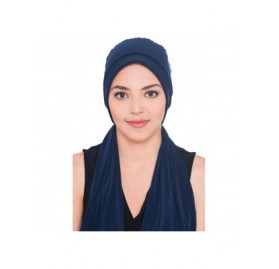 Sun Hats Versatile Headwear with Long Tails for Hairloss - Chemo Hats for Women - Navy - CZ11HKSFT8P $22.84