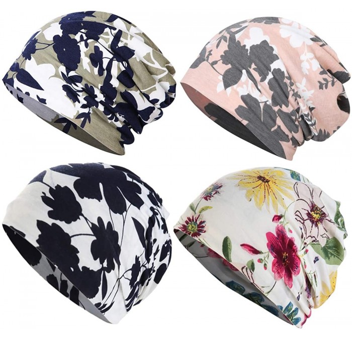 Skullies & Beanies Womens Slouchy Beanie Cotton Chemo Caps Cancer Headwear Hats Turban - 4 Pair-campaign 3 - CH18XODC8XS $21.14