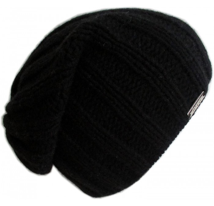 Skullies & Beanies Classic Slouchy Cashmere Hat CSH-2 - Black - CY125UCKXQ5 $69.27
