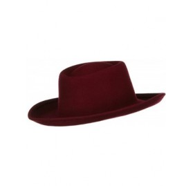 Fedoras Women's Gambler Felt Hat - Red Burgundy - CZ1155GSA4D $38.39
