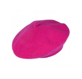 Berets 100% Wool Fashion Beret - Hot Pink - CR128XVO4FV $7.67