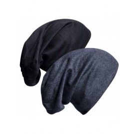 Skullies & Beanies 2 Pack Cotton Slouchy Beanie Hats- Chemo Headwear Caps for Women and Men - A-black/Grey - C418HI3GCQH $14.67