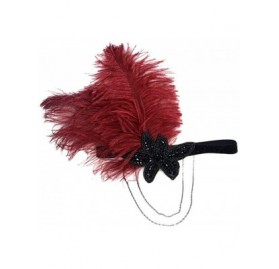 Headbands 1920s Headpiece Feather Flapper Headband Great Gatsby Headdress Vintage Accessory - Red -3 - C418K5UO76T $7.39