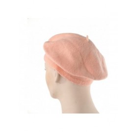 Skullies & Beanies Girl Solid Color Warm Winter Beret French artist Beanie Hat Ski Cap - Pink - C1188YYC386 $11.14