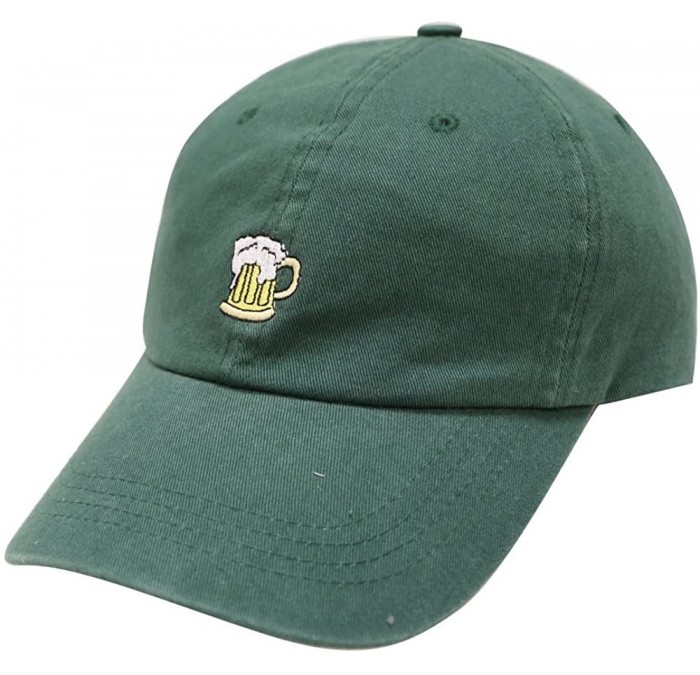 Baseball Caps Beer Small Embroidery Cotton Baseball Cap Multi Colors - Hunter Green - C112HJQWVOH $11.80
