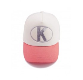 Baseball Caps Boys Baseball Cap- Boys Flat Bill Girls Sun Hat- Unisex Baseball Hat - White With Pink - CW182GARHZX $17.43