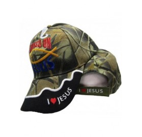 Skullies & Beanies Hooked On Jesus Christ Christian Camo Camouflage Shadow Embroidered Cap Hat - CQ187EKYSEI $10.29