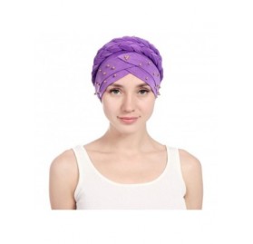 Skullies & Beanies Women Braid Head Wrap Long Hair Scarf Turban Pre-tie Headwear Chemo Hats - Navy - C918WC4QS2K $16.31