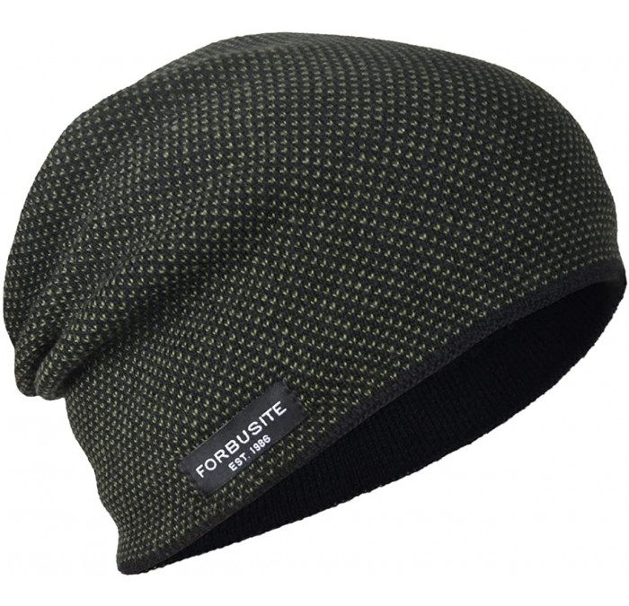 Skullies & Beanies Mens Beanie Hat Fleece Lined Knit Hat Thick Skull Cap - Green - C0187DIMC3I $11.86