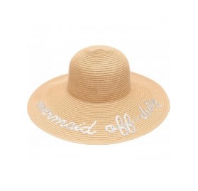 Sun Hats Women's Summer Wide Brim Sequins Verbiage Beach Sun Floppy Hat - Mermaid Off -Duty-light Brown - CR18D0SXSXL $29.05