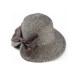 Sun Hats Womens Light Weight Bow Bucket Straw Sun Hat - Navy Blue - CR182X0KUC5 $12.95