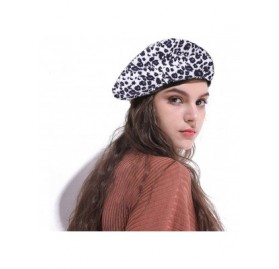 Berets Women Vintage Leopard Print Beret Hat Ladies Warm Beanie Cap - White - C818YE0S8XW $13.61