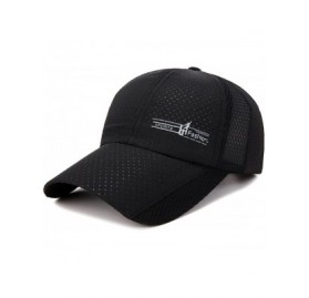 Sun Hats Mens Baseball Cap Breathable Sports Hats Quick Dry Running Hat Adjustable - Black - CI18EYQYRO8 $15.76