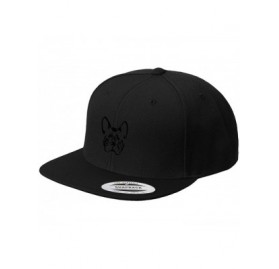 Baseball Caps French Bulldog Silhouette Embroidered Flat Visor Snapback Hat Black - C4184U2R48A $23.03