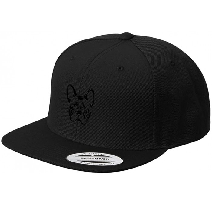 Baseball Caps French Bulldog Silhouette Embroidered Flat Visor Snapback Hat Black - C4184U2R48A $35.72