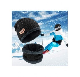 Skullies & Beanies BeanieHat Scarf Set Winter Warm Fleece Lined Skull Cap and Scarf for Men Women - Dark Grey - C11887WA3R8 $...