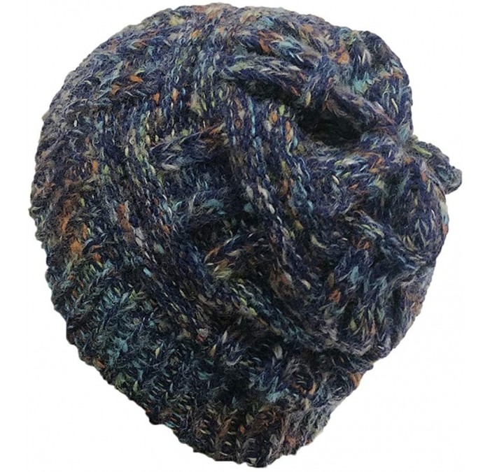 Skullies & Beanies New Women Keep Warm Winter Casual Knitted Hat Wool Hemming Hat Ski Hat - Navy4 - C91932GD5S8 $17.71