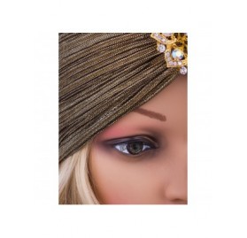 Skullies & Beanies Women's Vintage Lurex Knit Turban Beanie Hats Headwraps for 1920s Cocktail Party - Gold - CE189Y0UEAD $15.22