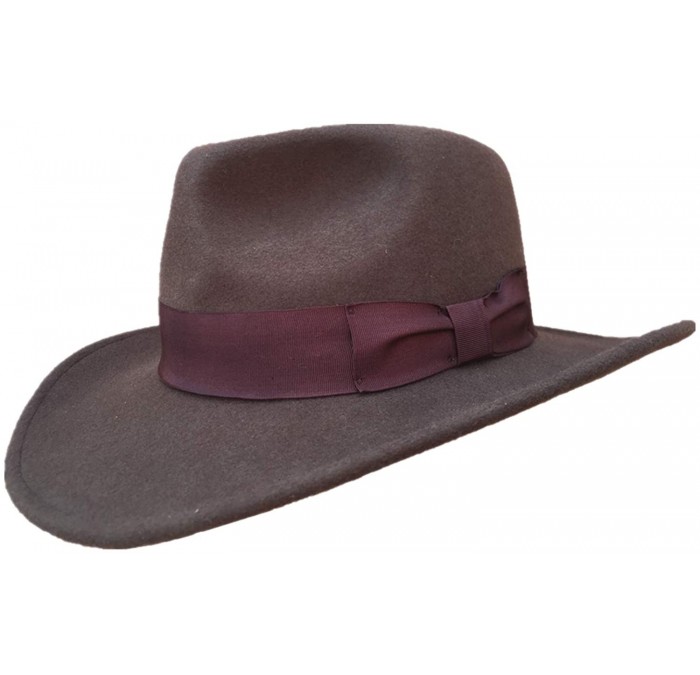 Fedoras Wool Felt Brown Fur Crushable Cowboy Fedora Indiana Outback Hat - CN18AU62WL0 $61.15