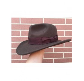 Fedoras Wool Felt Brown Fur Crushable Cowboy Fedora Indiana Outback Hat - CN18AU62WL0 $23.86