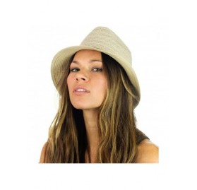 Fedoras Braided Trim Spring Summer Cotton Lace Vented Fedora Hat - Beige - CO12CAFXBWR $12.94