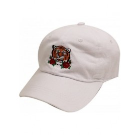 Baseball Caps Tre110 Tiger and Roses Cotton Baseball Caps - Multi Colors - White - CR18C7G8E83 $10.42