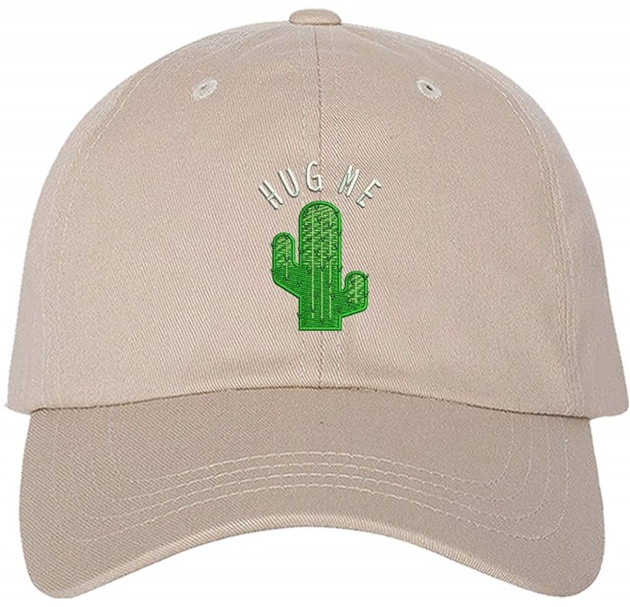 Baseball Caps Hug Me Cactus Baseball Cap - Funny Dad Hat Unisex - Stone - CB18SU825CU $14.44