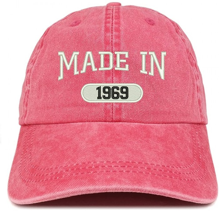 Baseball Caps Made in 1969 Embroidered 51st Birthday Washed Baseball Cap - Red - C318C7I38OI $33.20