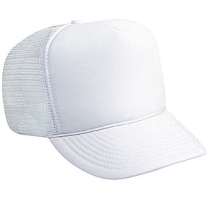 Baseball Caps Youth Polyester Foam Front Solid Color Five Panel High Crown Golf Style Mesh Back Cap - White - C711U5K790V $10.62