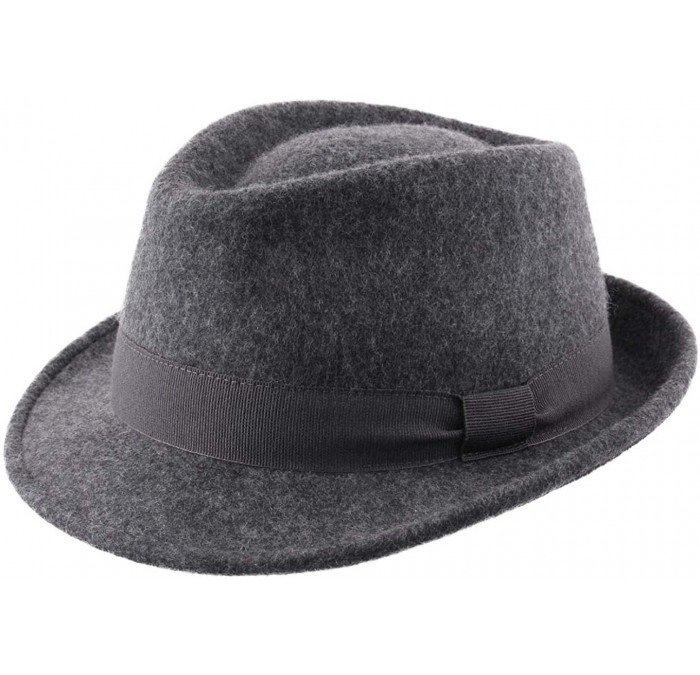 Fedoras Classic Trilby Pliable Wool Felt Trilby Hat Packable Water Repellent - Gris-chine - CO18WZAYUZO $44.68