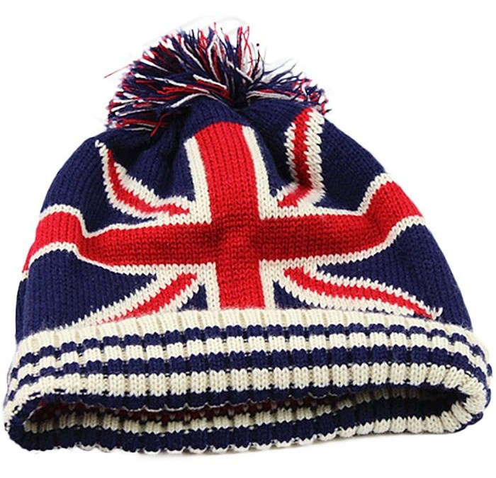 Skullies & Beanies Women Men Crochet Knitted Ball Stripe Stars Winter Warm Beanie Hat Ski Cap - British Flag - CB12N9KXVBI $1...