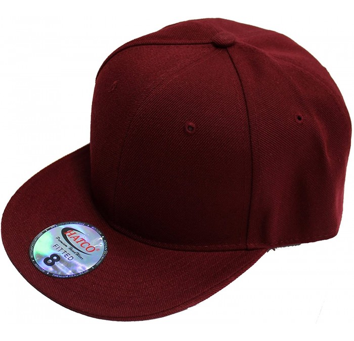 Baseball Caps The Real Original Fitted Flat-Bill Hats True-Fit - Burgundy - C418CZ8YKH8 $10.49