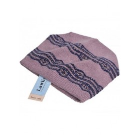 Berets Womens Wool Crochet Rhinestone Beanie Beret Warm Winter Lace Trim Hat T269 - Purple - C11867DLCRO $9.95