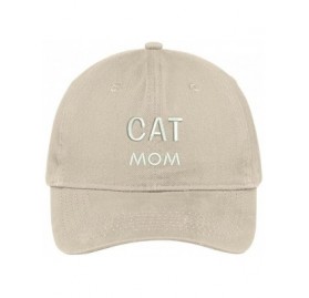 Baseball Caps Cat Mom Embroidered Low Profile Deluxe Cotton Cap Dad Hat - Stone - CZ12NU7XWVP $16.72