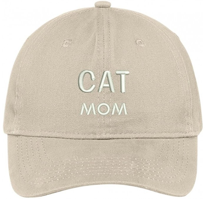 Baseball Caps Cat Mom Embroidered Low Profile Deluxe Cotton Cap Dad Hat - Stone - CZ12NU7XWVP $33.45